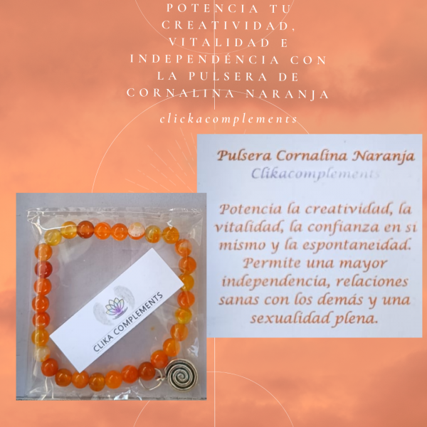Pulsera Cornalina Naranja - Creatividad, Vitalidad y Espontaneidad