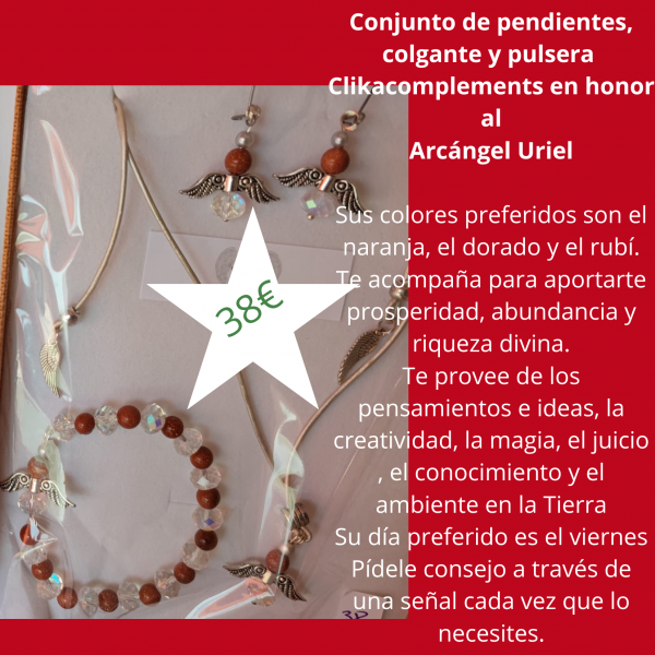 Conjunto Arcángel Uriel - Aventurina marrón brillante