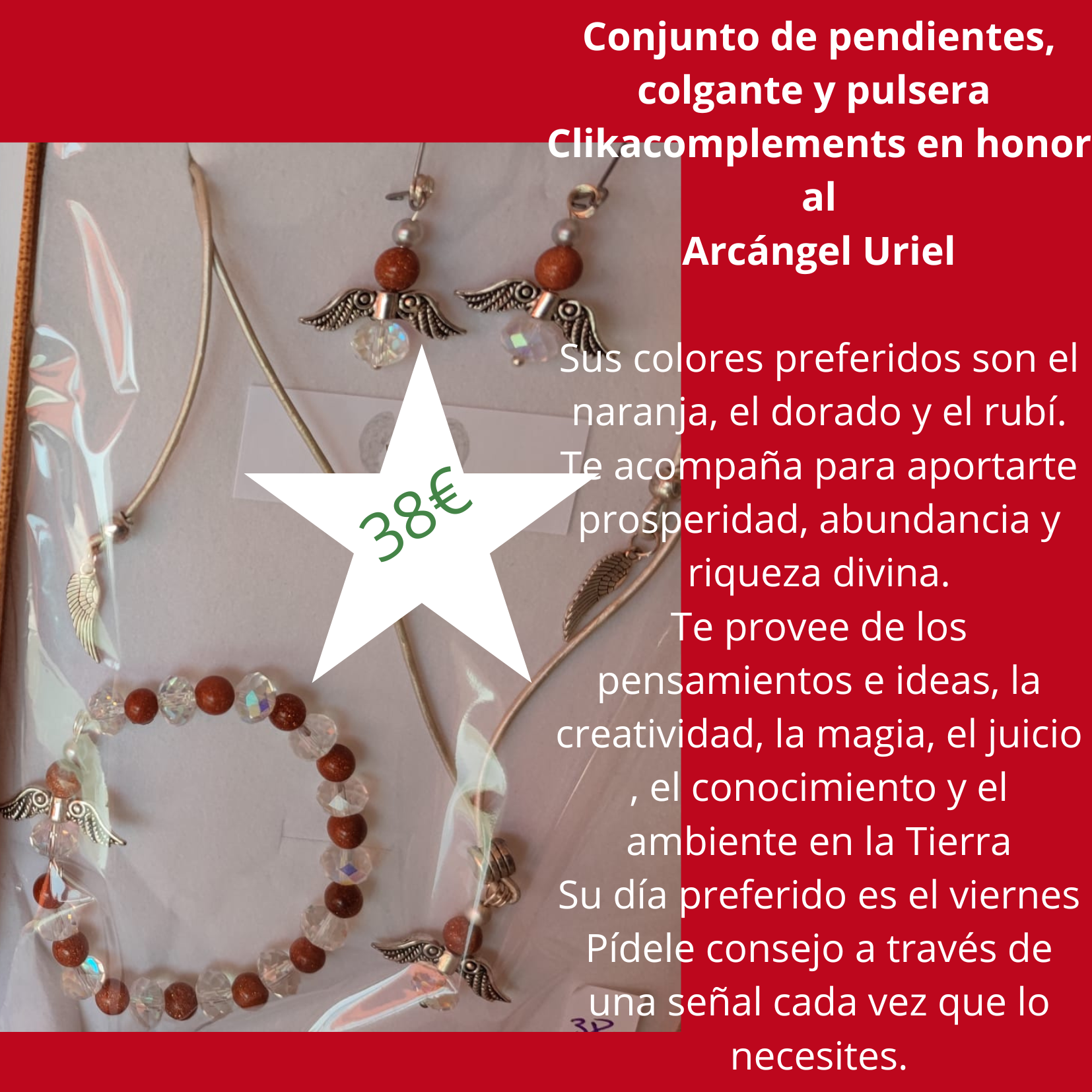 Conjunto Arcángel Uriel – Aventurina marrón dorada